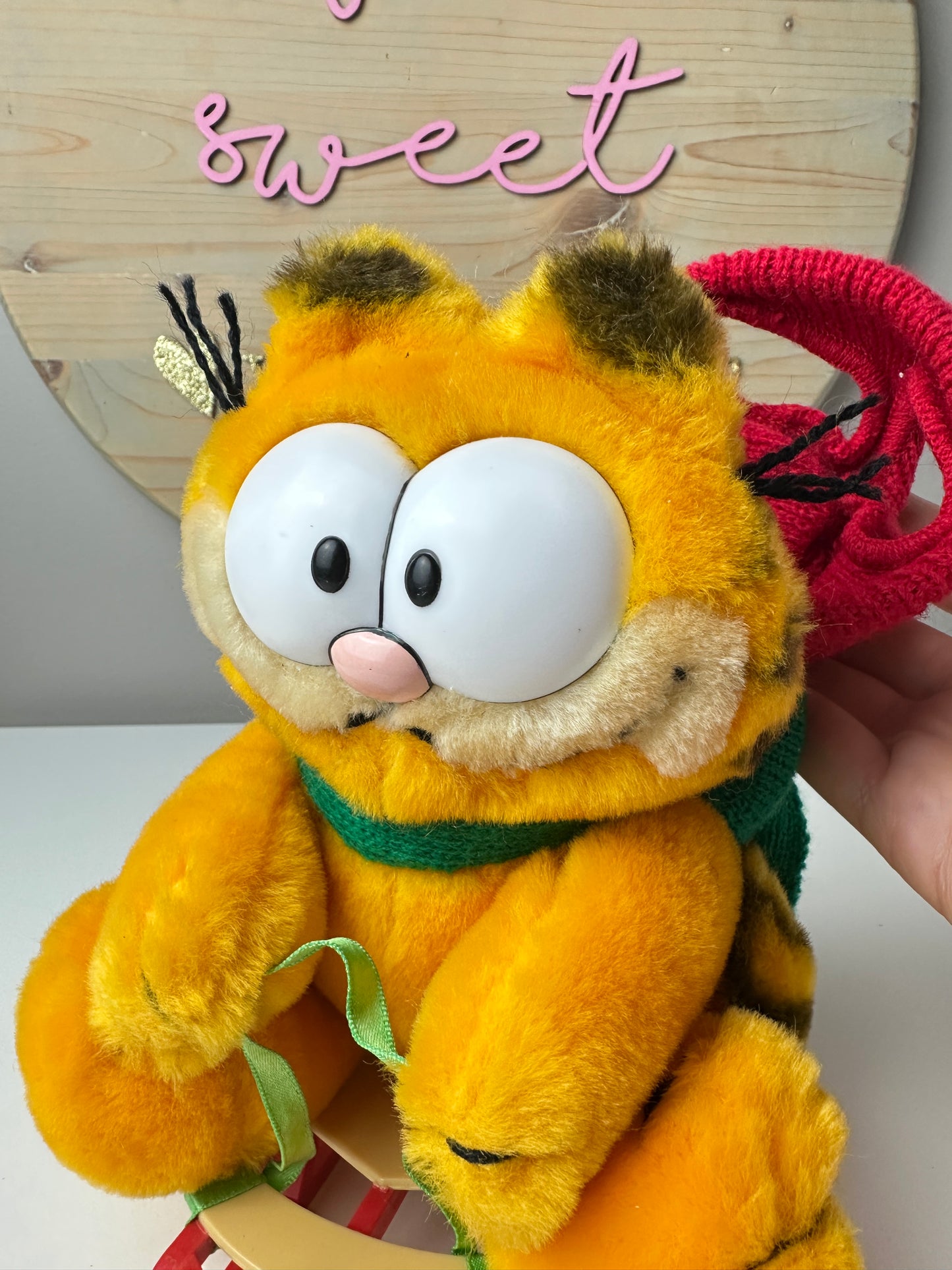 1981 Dakin Fun Farm Garfield Sledding Holiday Plush with Tags