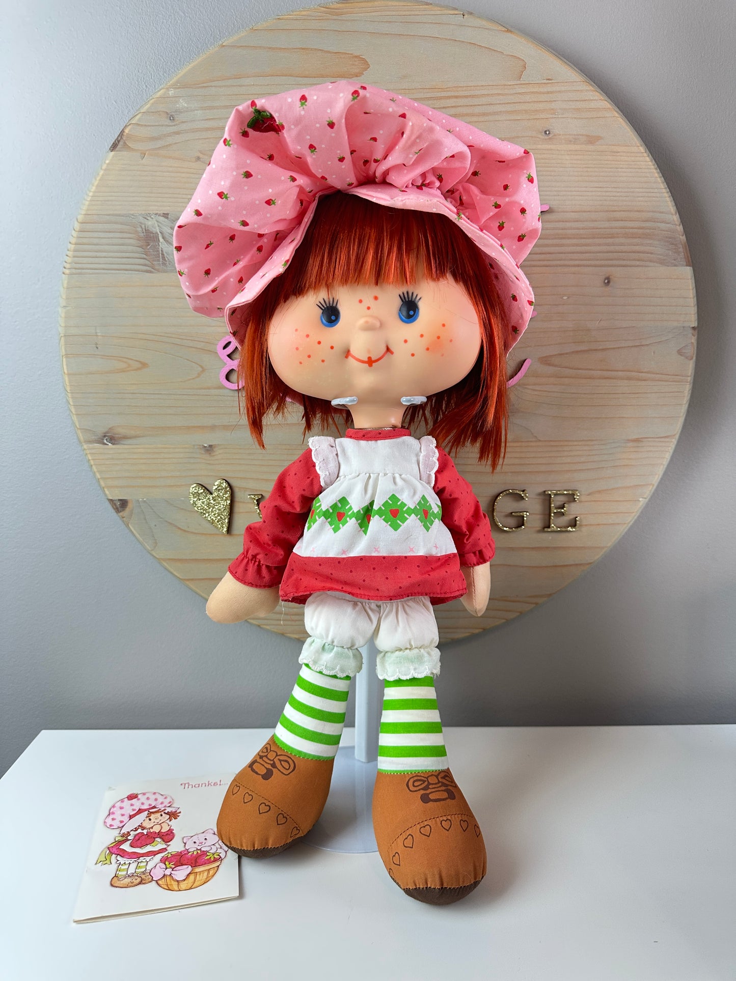 1980 Kenner Strawberry Shortcake Vinyl Face Rag Doll with Thank You Card