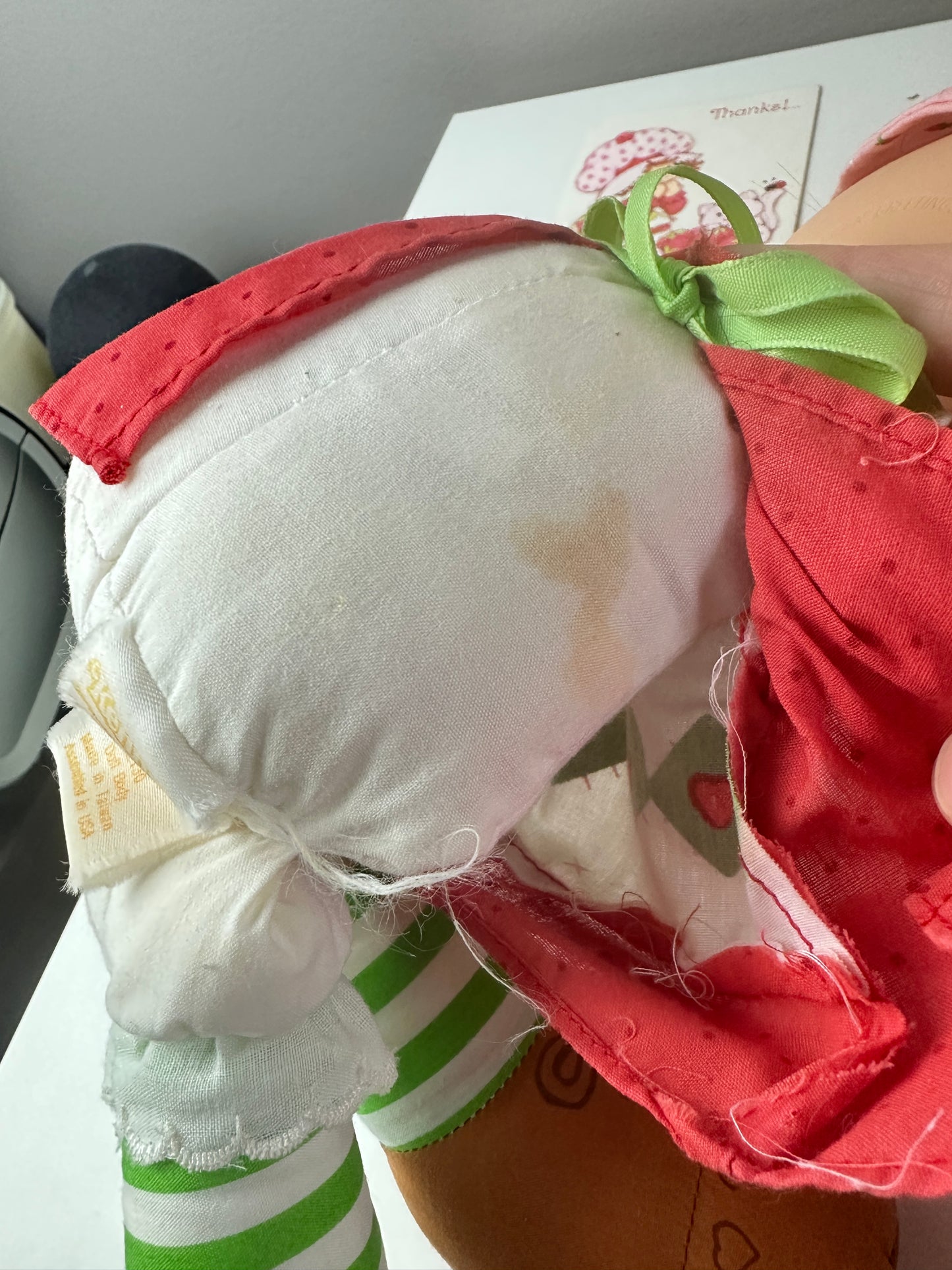 1980 Kenner Strawberry Shortcake Vinyl Face Rag Doll with Thank You Card