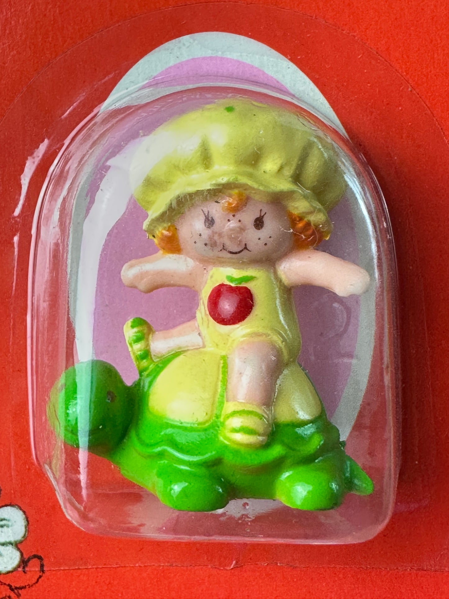 1981 Kenner Strawberry Shortcake Apple Dumplin' on Tea Time Turtle Miniature Figure MOC