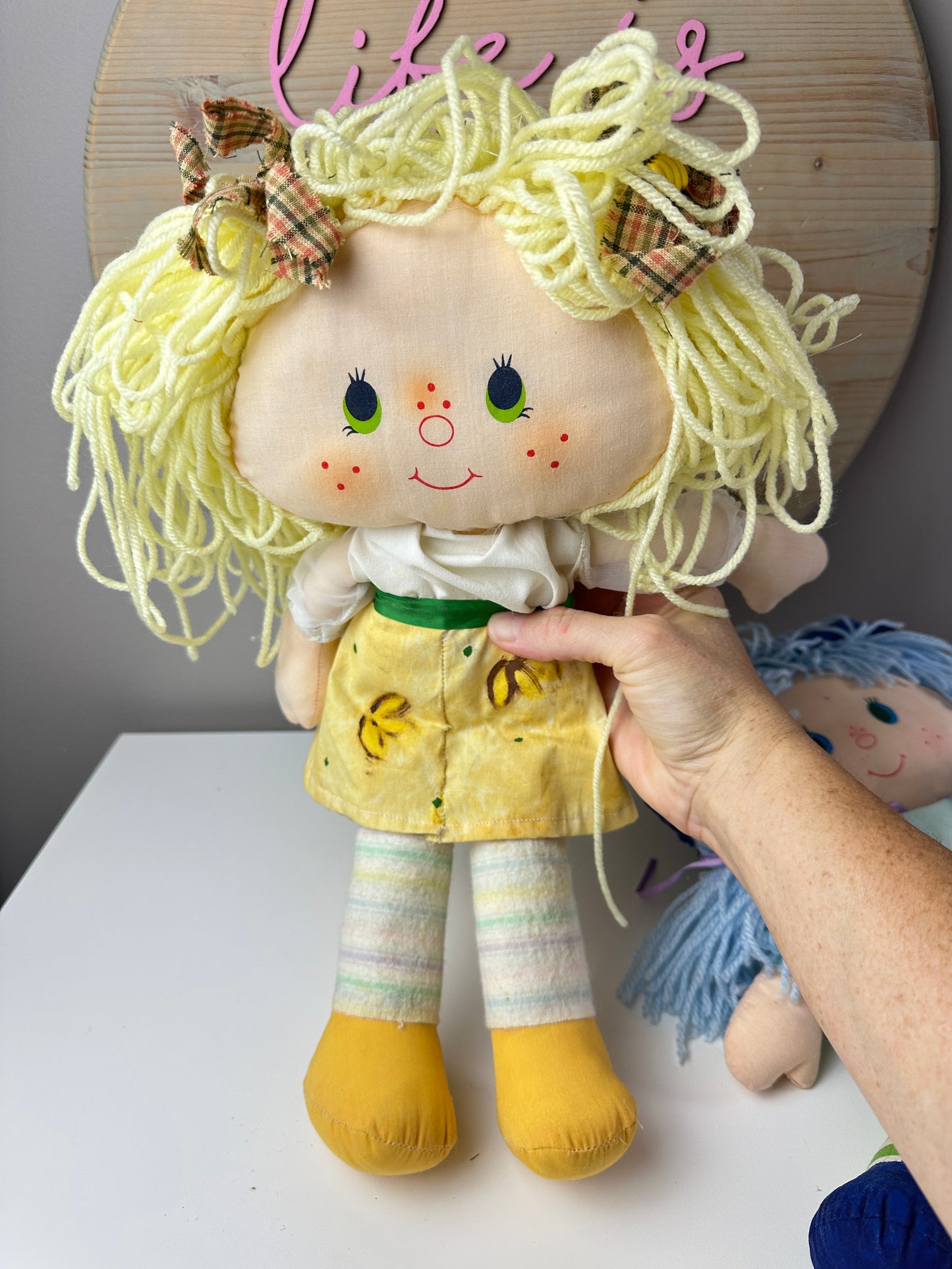Vintage Custom Strawberry Shortcake Rag Dolls Banana Twirl & Blueberry Muffin (Lot of Two)