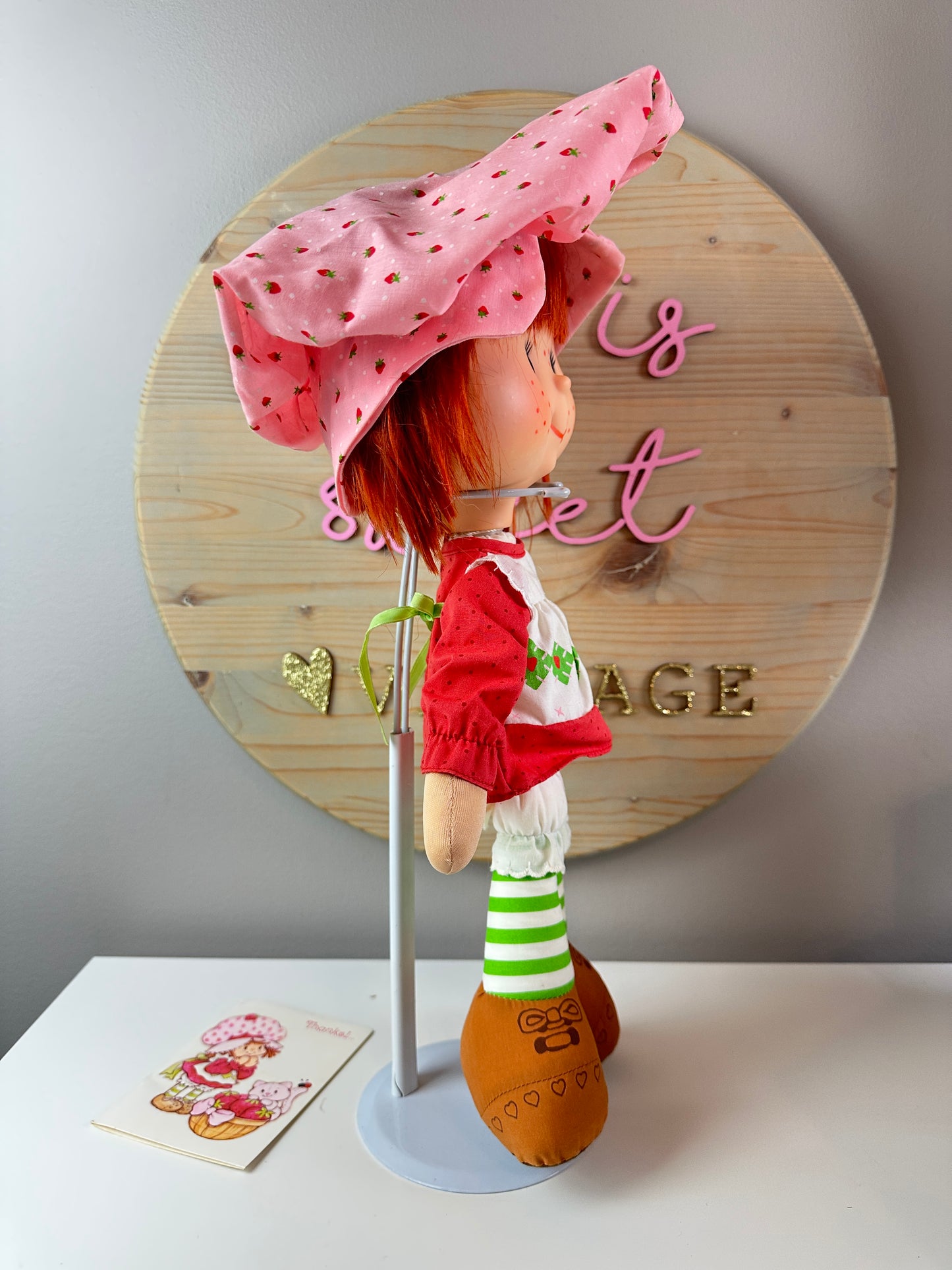 1980 Kenner Strawberry Shortcake Vinyl Face Rag Doll with Thank You Card