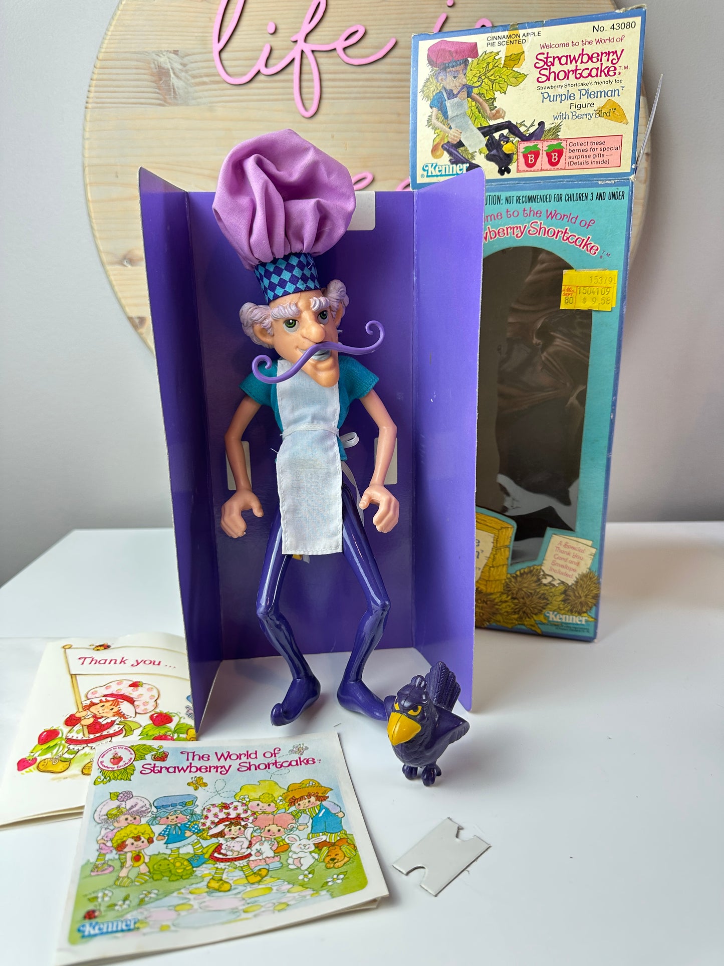1980 Kenner Strawberry Shortcake Purple Pieman with Berry Bird Doll with Box