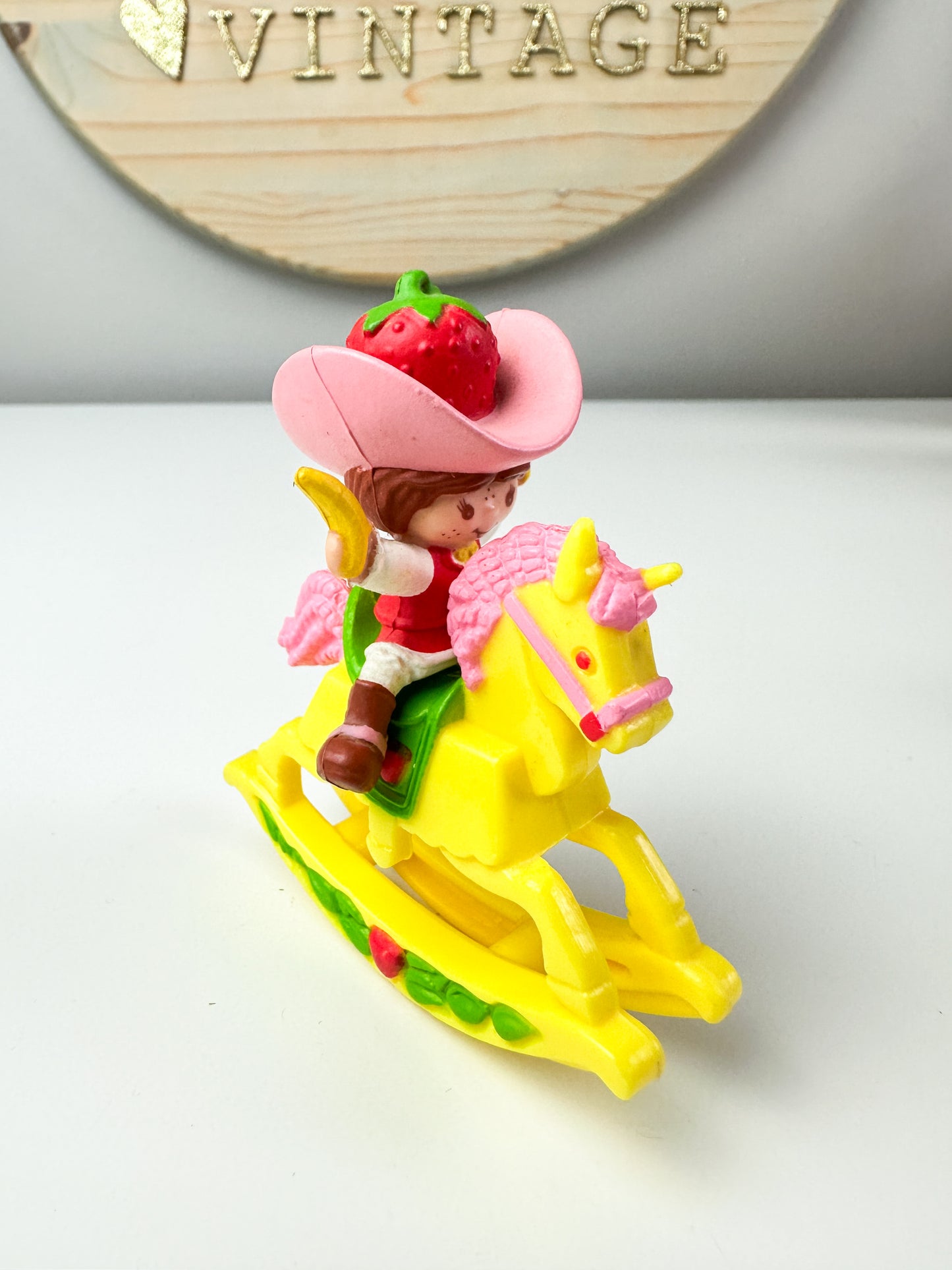 1983 Kenner Strawberry Shortcake Deluxe Miniature Strawberry Shortcake on a Rocking Horse