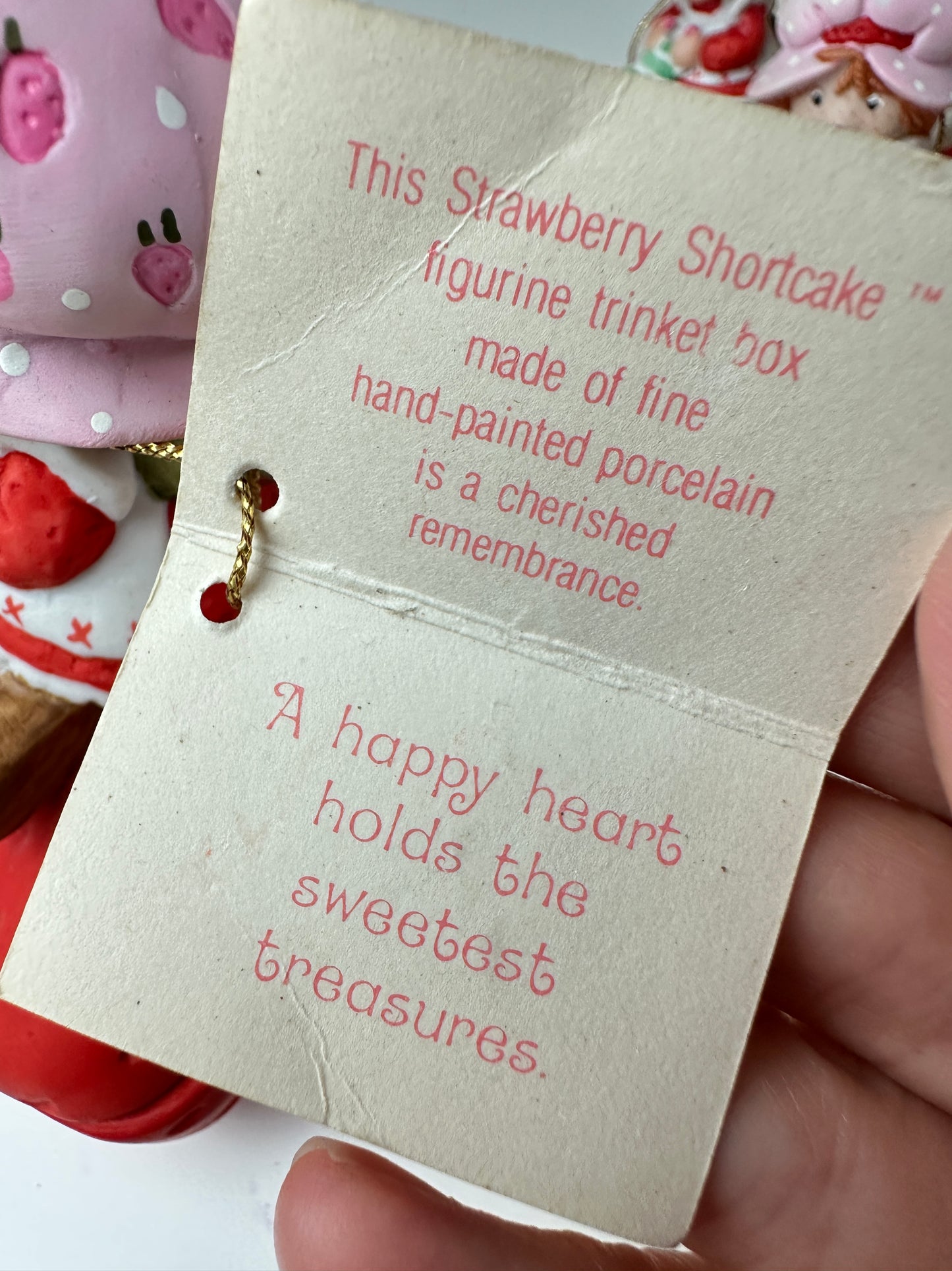 1980s Strawberry Shortcake Designer's Collection Porcelain Figurine Trinket Box "Sweet Treasures" with Tag