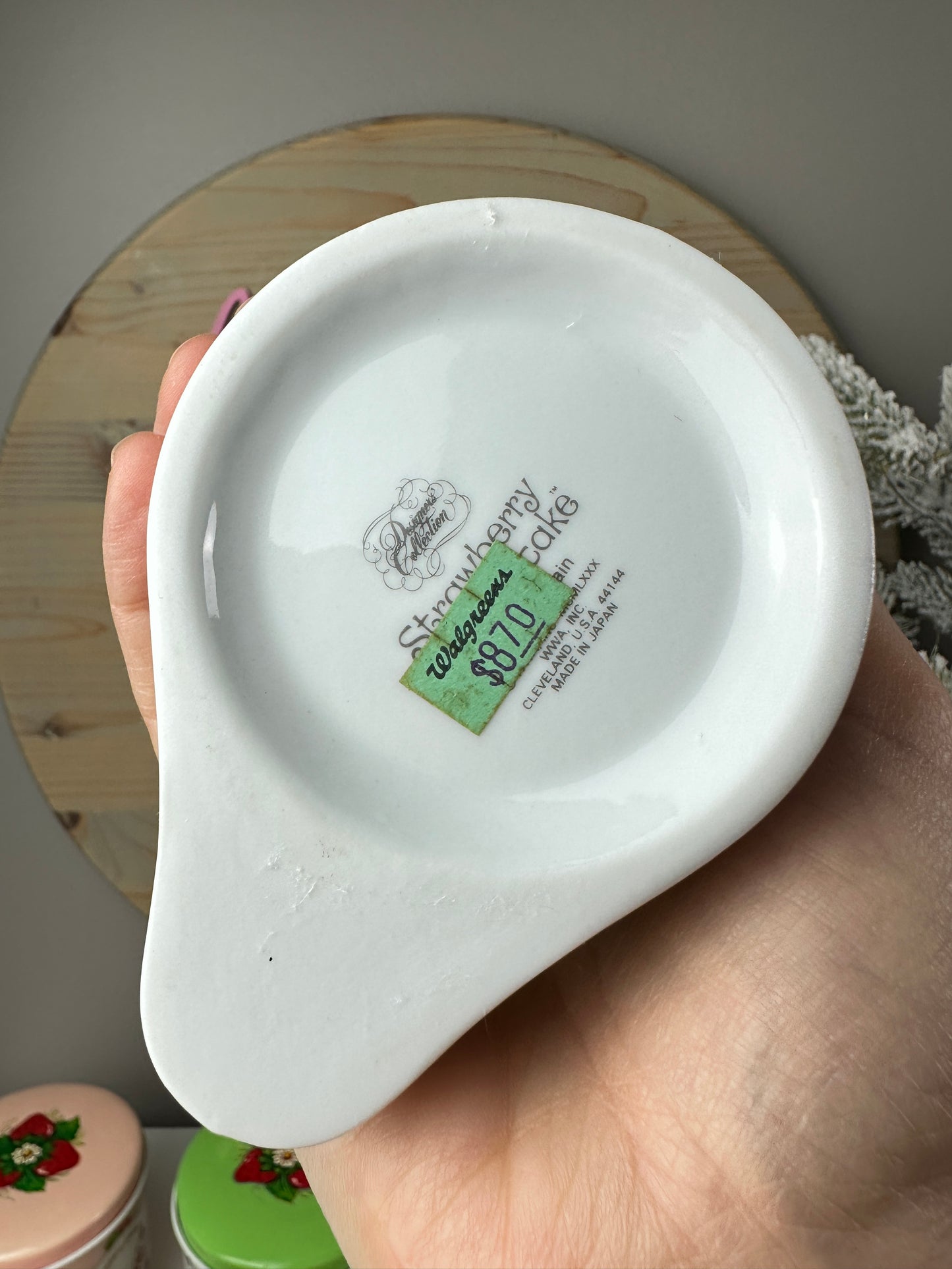 1980s Strawberry Shortcake Designer's Collection Fine Porcelain Pin Cushion with Thimble