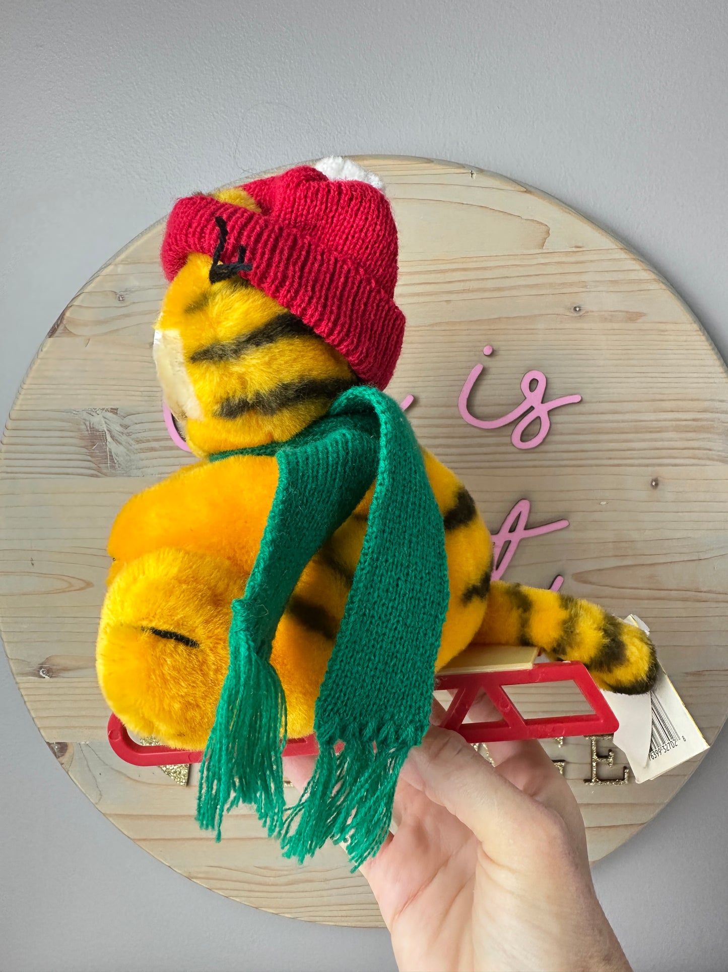 1981 Dakin Fun Farm Garfield Sledding Holiday Plush with Tags