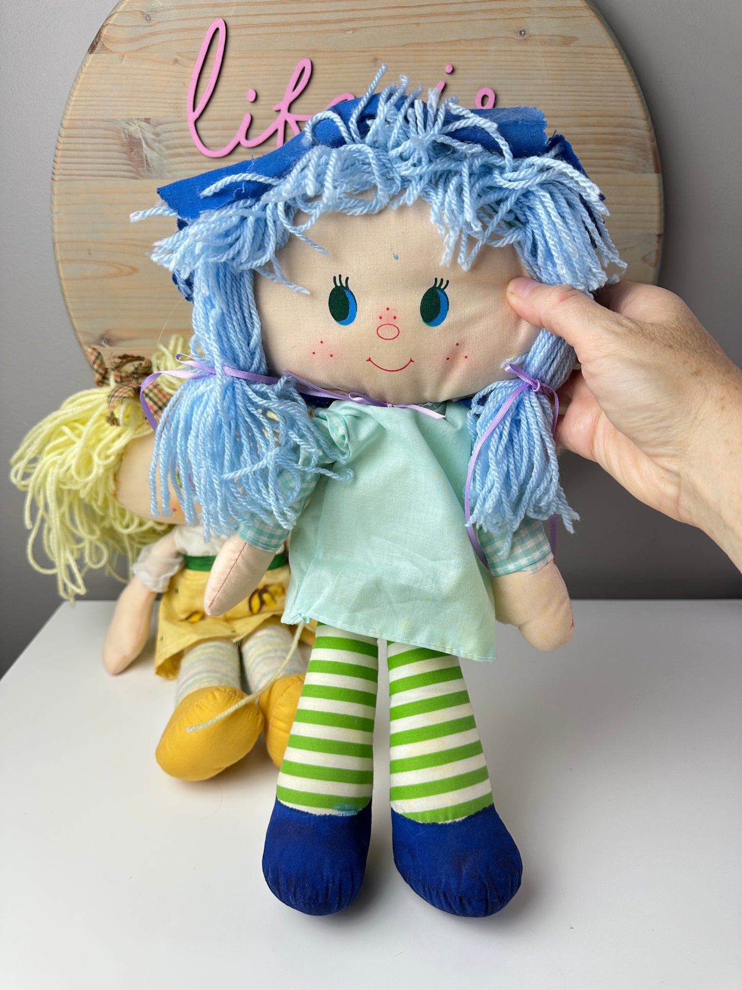 Vintage Custom Strawberry Shortcake Rag Dolls Banana Twirl & Blueberry Muffin (Lot of Two)