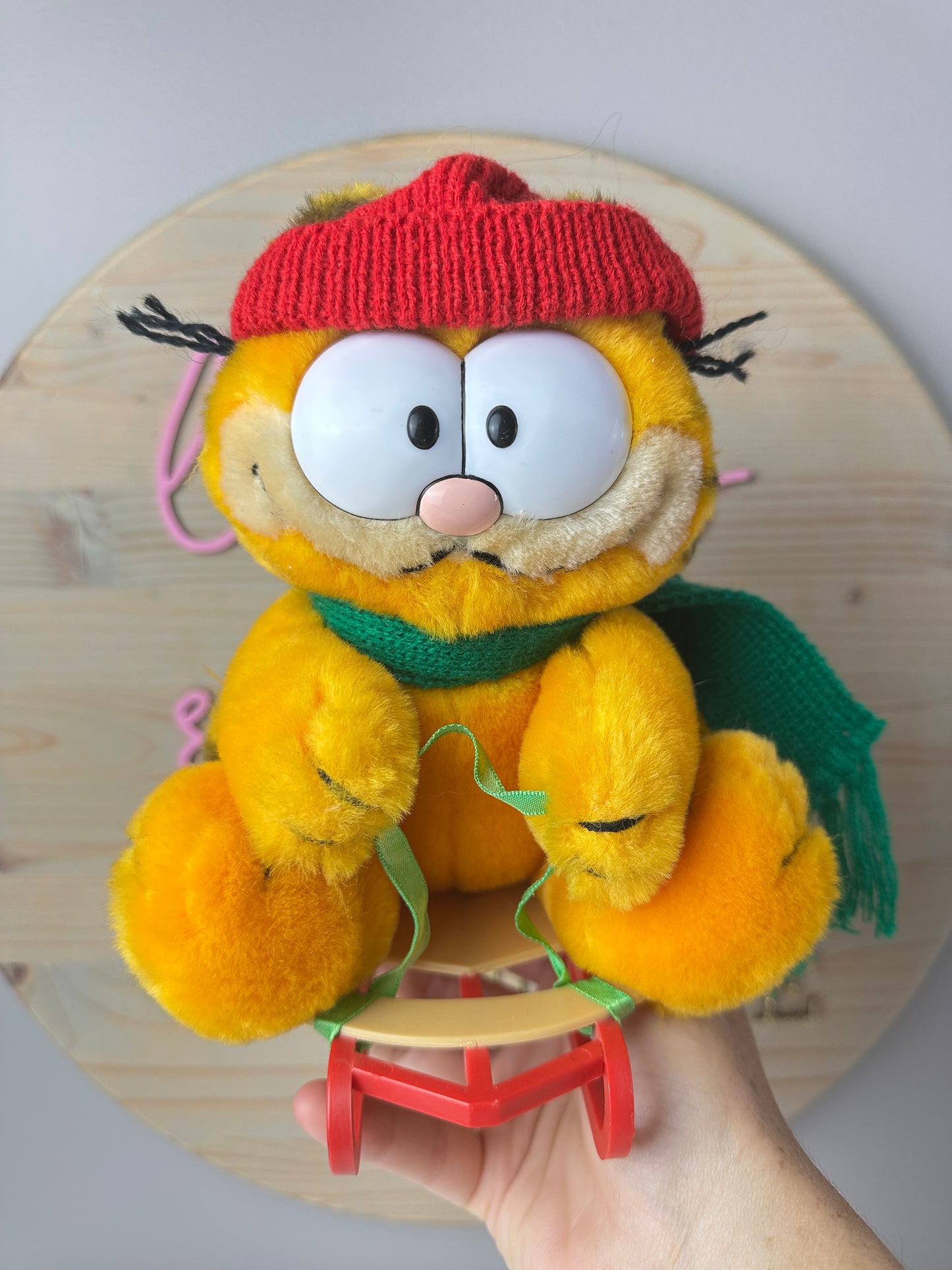 1981 Dakin Fun Farm Garfield Sledding Holiday Plush with Tags
