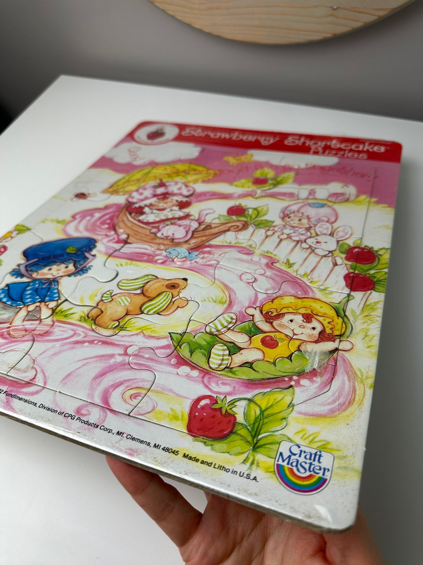 1980s Craftmaster Strawberry Shortcake Large Tray Puzzle (Sealed) Featuring the Soda Stream