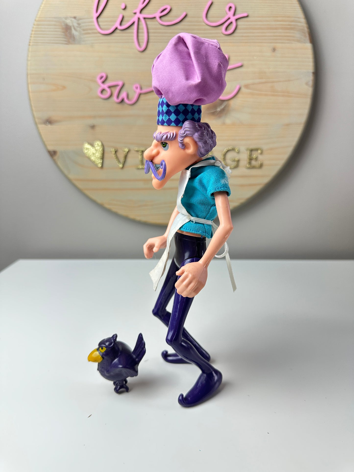 1981 Kenner Strawberry Shortcake Purple Pieman with Berry Bird Villain Doll