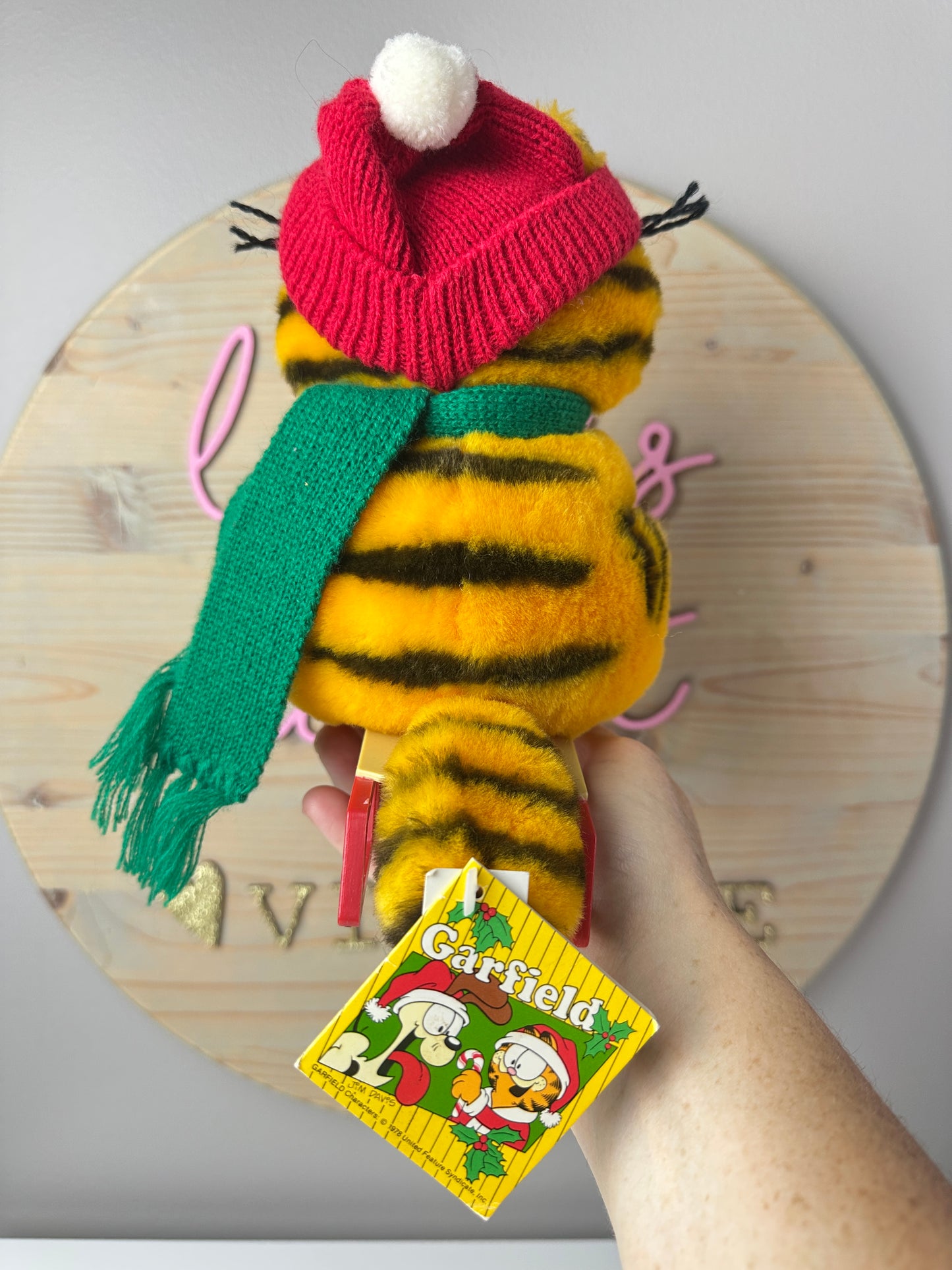 1981 Dakin Fun Farm Garfield Sledding Holiday Plush with Tags