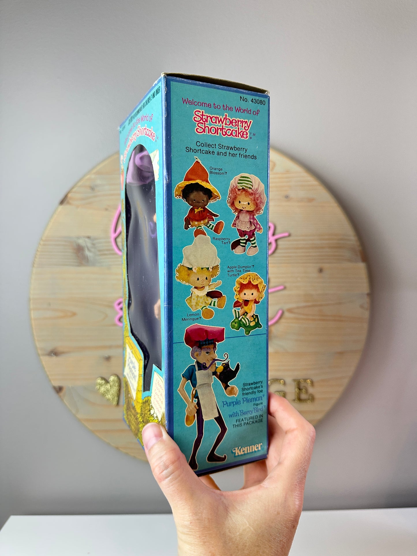 1980 Kenner Strawberry Shortcake Purple Pieman with Berry Bird Doll with Box