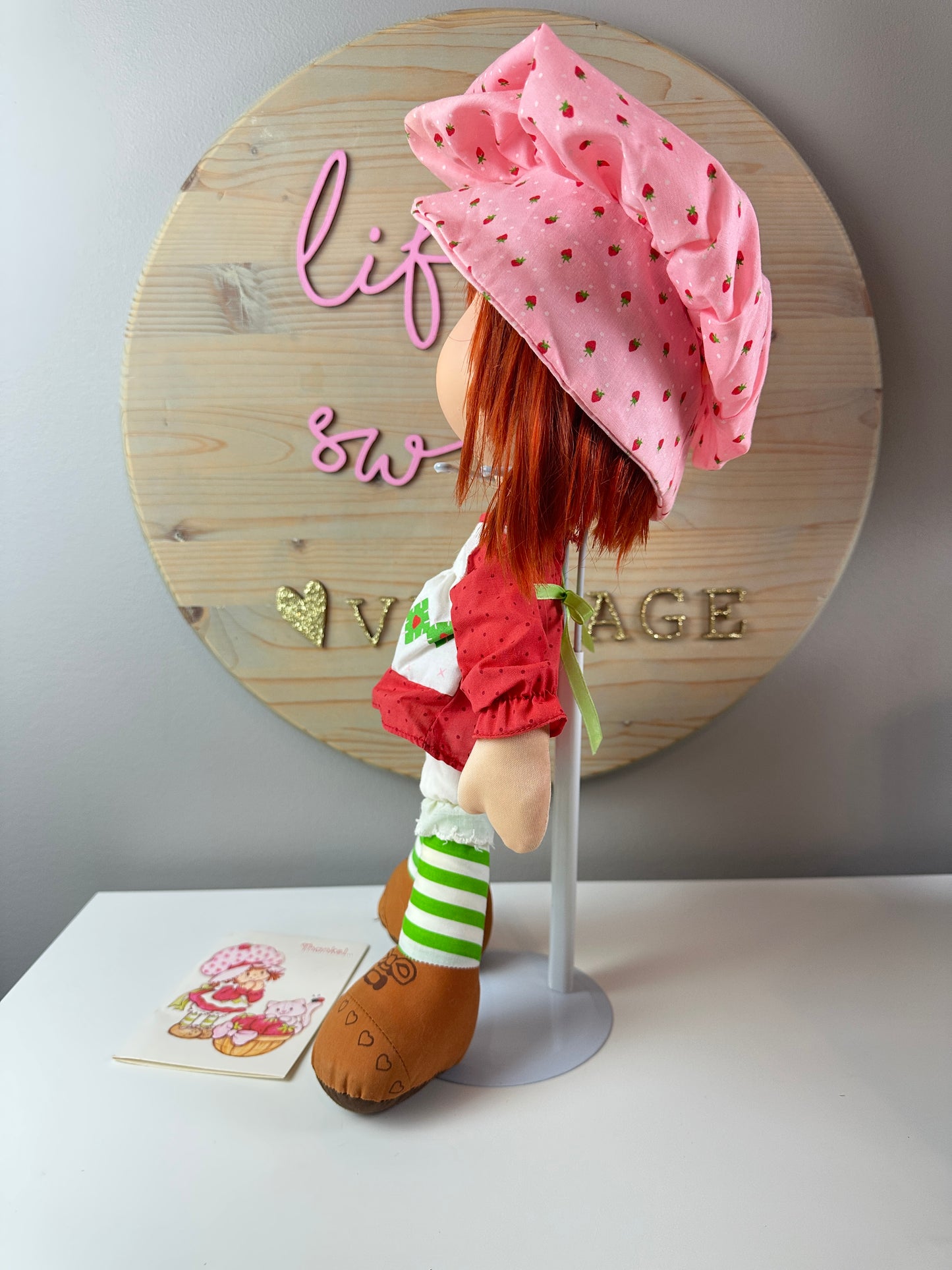 1980 Kenner Strawberry Shortcake Vinyl Face Rag Doll with Thank You Card