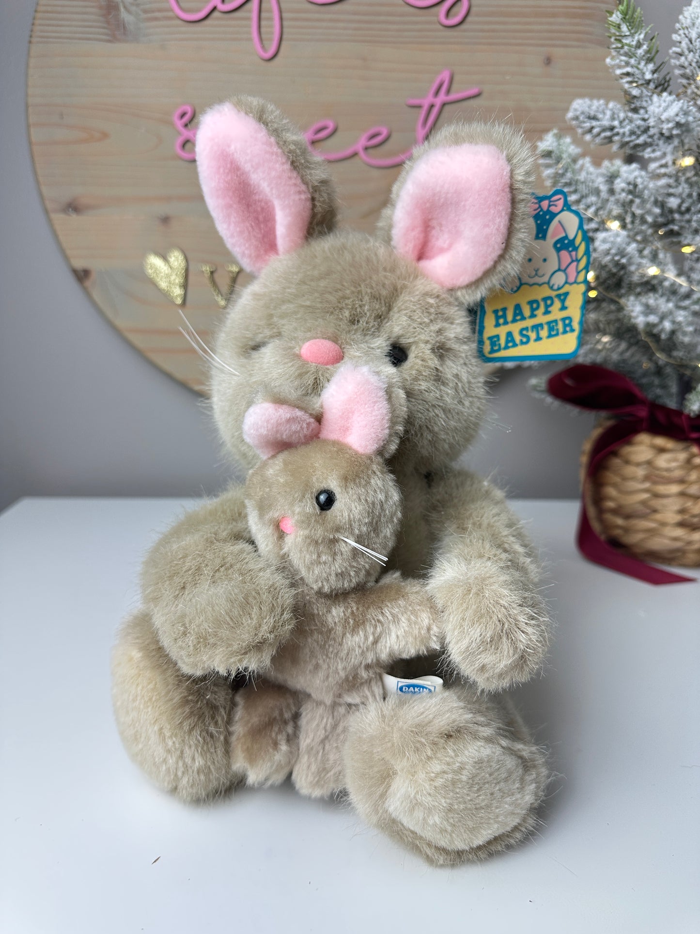 1984 Dakin Easter Bunny and Baby with Original Tag