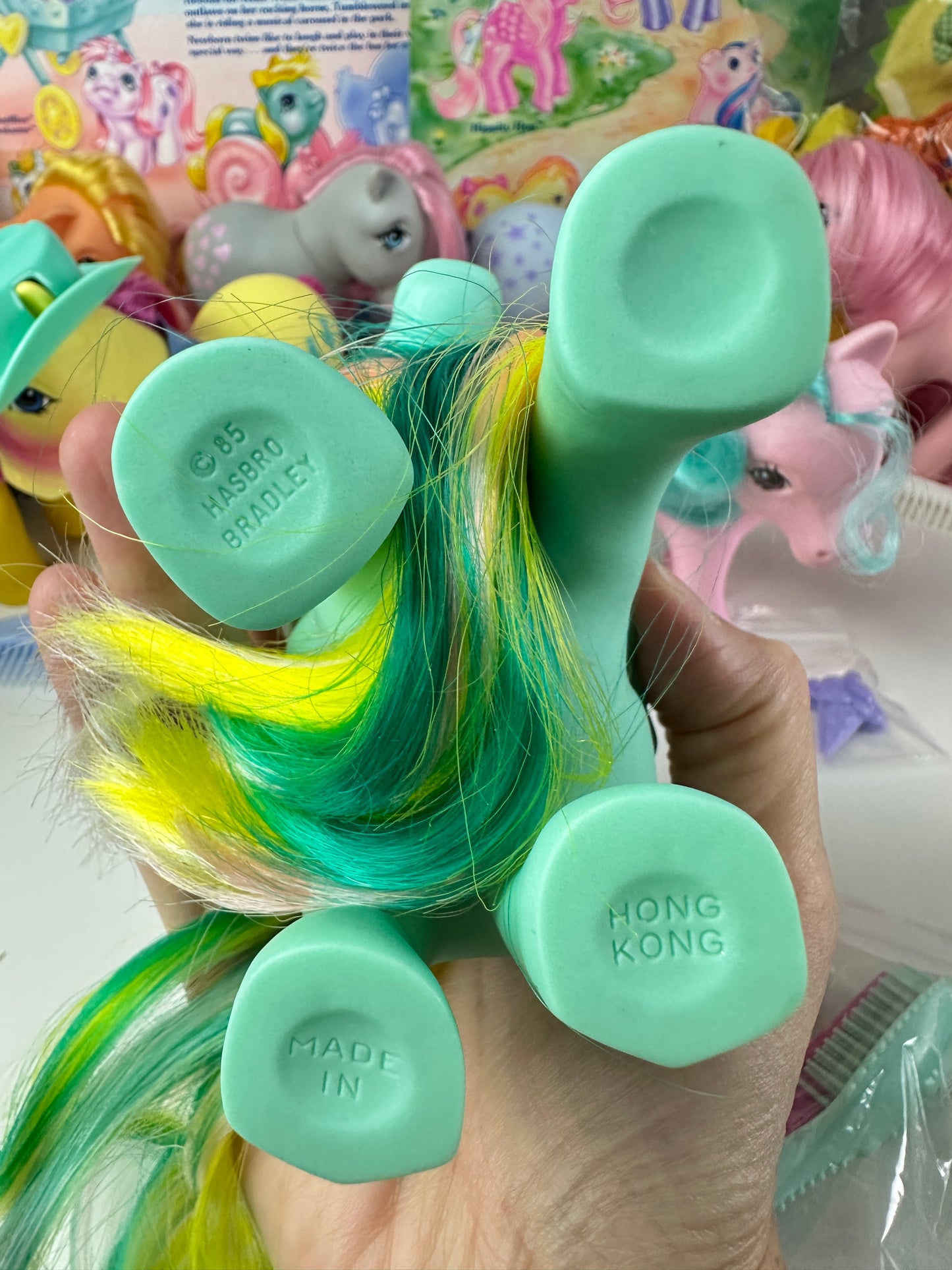 1980s Hasbro My Little Pony Braided Beauty Brush 'n Grow Pony with Accessories