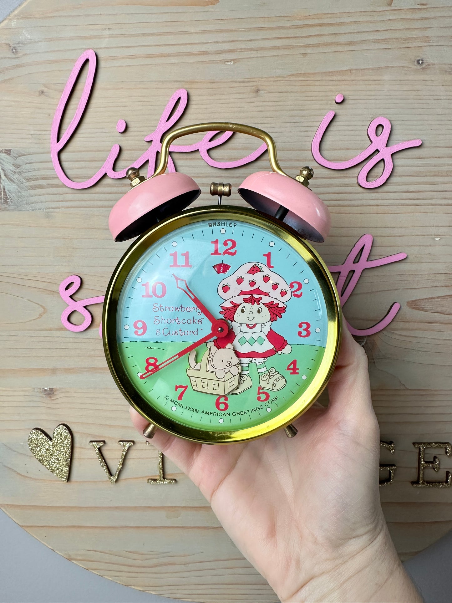1984 Bradley Time Strawberry Shortcake and Custard Alarm Clock [Not Working]