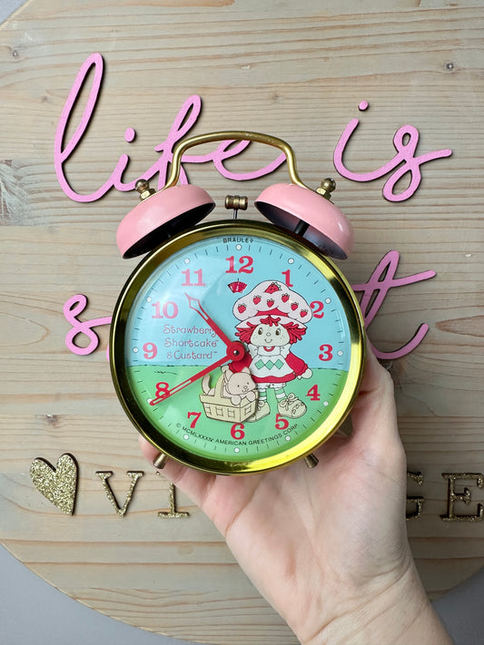 1984 Bradley Time Strawberry Shortcake and Custard Alarm Clock [Not Working]