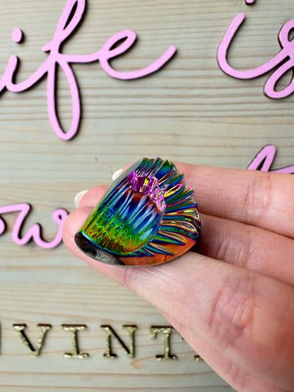 Vintage Glass Iridescent Wave Paperweight Decor