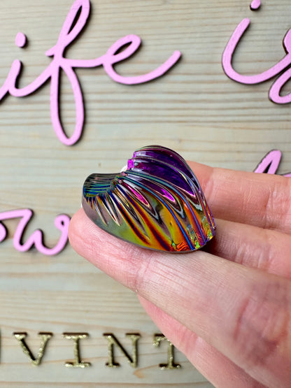 Vintage Glass Iridescent Wave Paperweight Decor