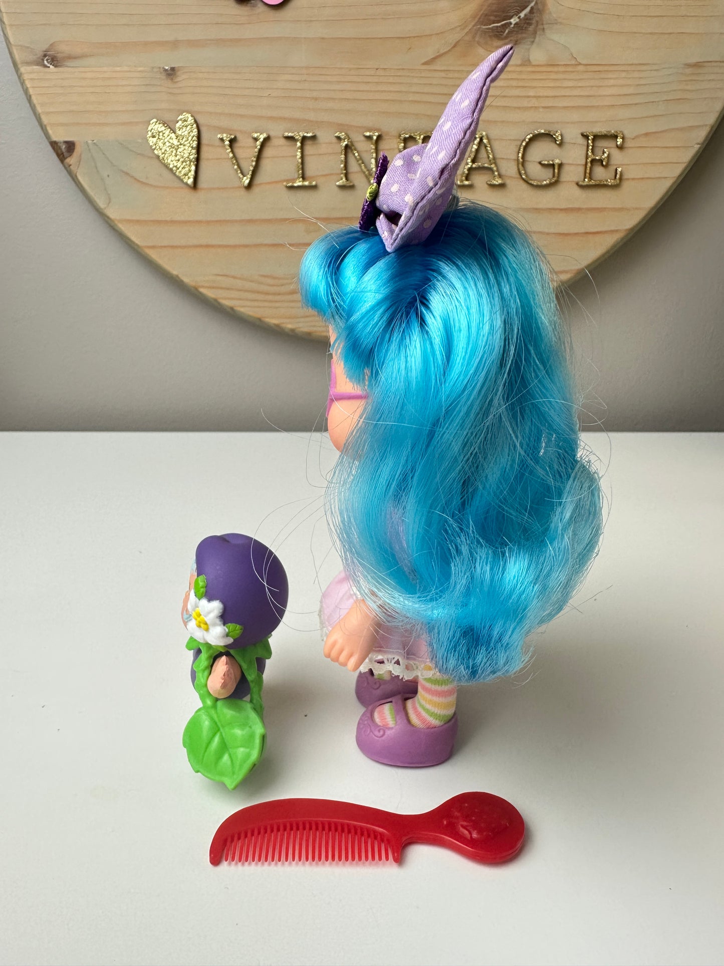 1985 Kenner Strawberry Shortcake Plum Puddin' with Plum Berrykin Doll *Berry Vault*