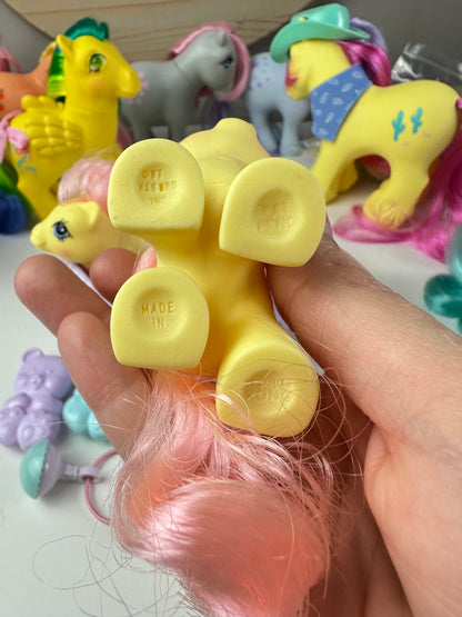 1980s Hasbro My Little Pony Milkweed & Tumbleweed Newborn Twins with Accessories