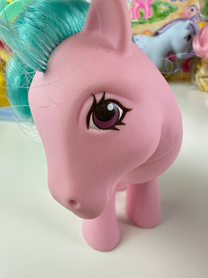 1980s Hasbro My Little Pony Sundae Best Banana Surprise with Ribbon + Clip