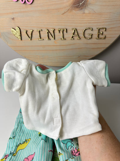 1987 Coleco Cabbage Patch Kids Rare Doll Outfit + Ribbons [Dinosaur Overalls]