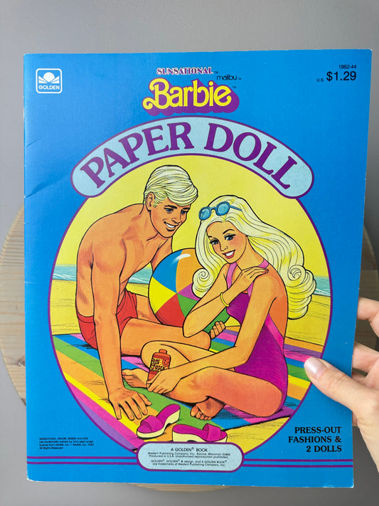 1980s Golden Sunsational Malibu Barbie Paperdoll Book Unused