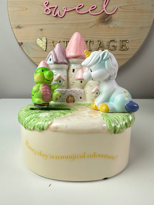 1985 American Greetings Spellbinders Musical Castle with Unicorn & Dragon