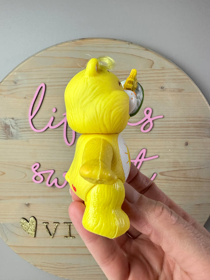 1980s Kenner Care Bear Funshine Bear Poseable with Catcher Accessory