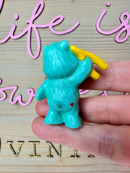 1980s Kenner Care Bear Mini Miniature PVC Figure Wish Bear with Wishbone