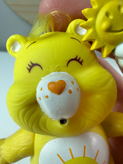 1980s Kenner Care Bear Funshine Bear Poseable with Catcher Accessory