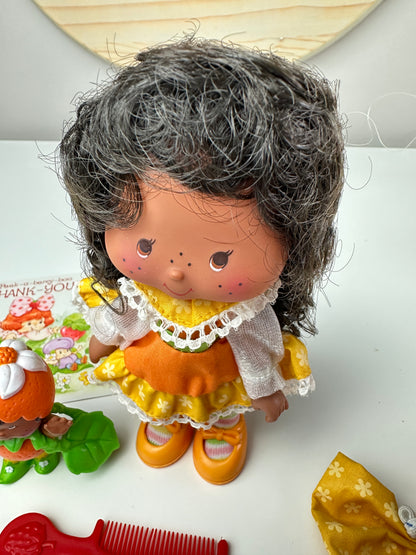 1985 Kenner Strawberry Shortcake Orange Blossom Berrykin Doll with Orange Berrykin *Berry Vault*