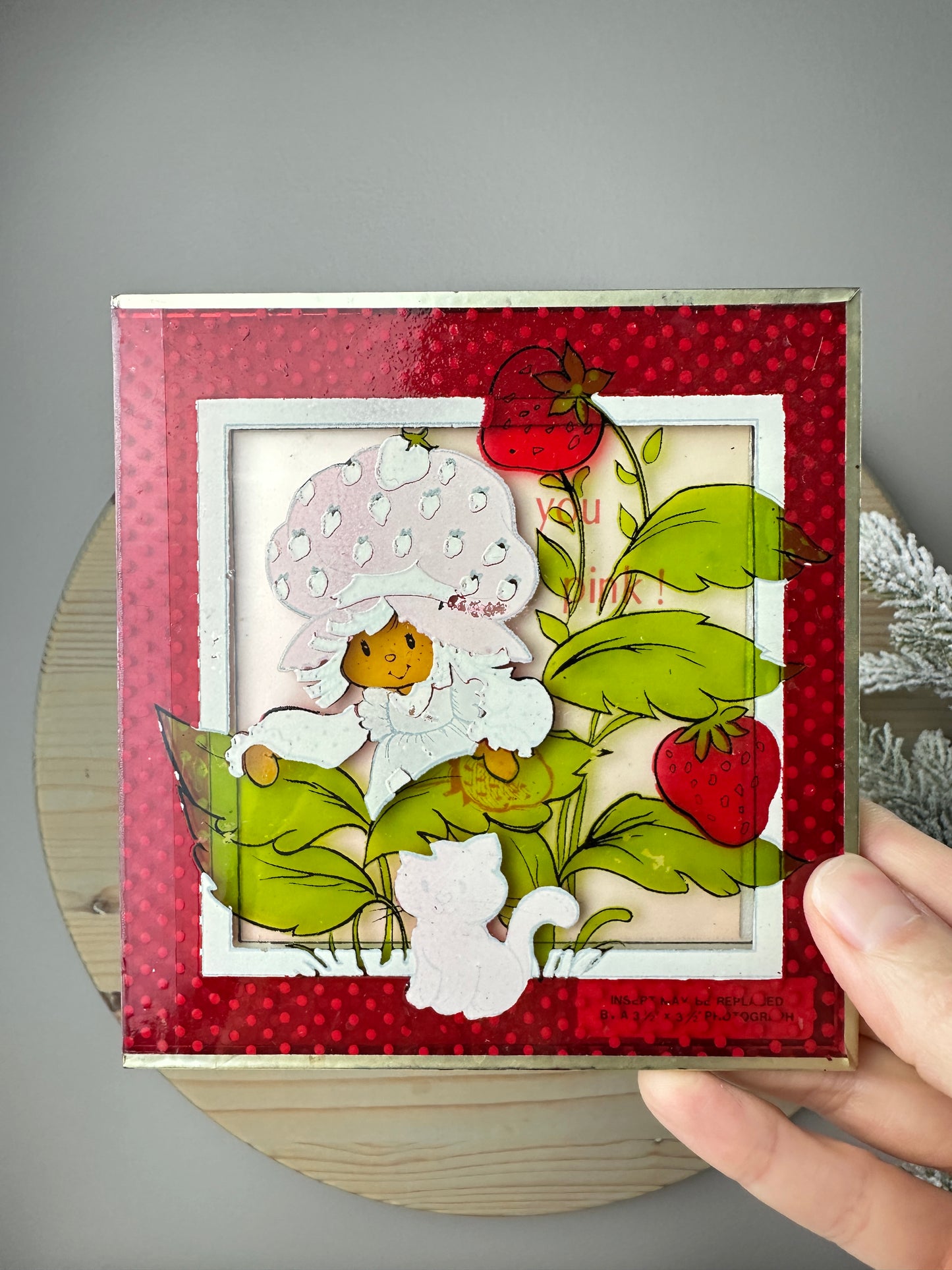 1980s Designer's Collection Strawberry Shortcake Glass Decorative Picture Frame