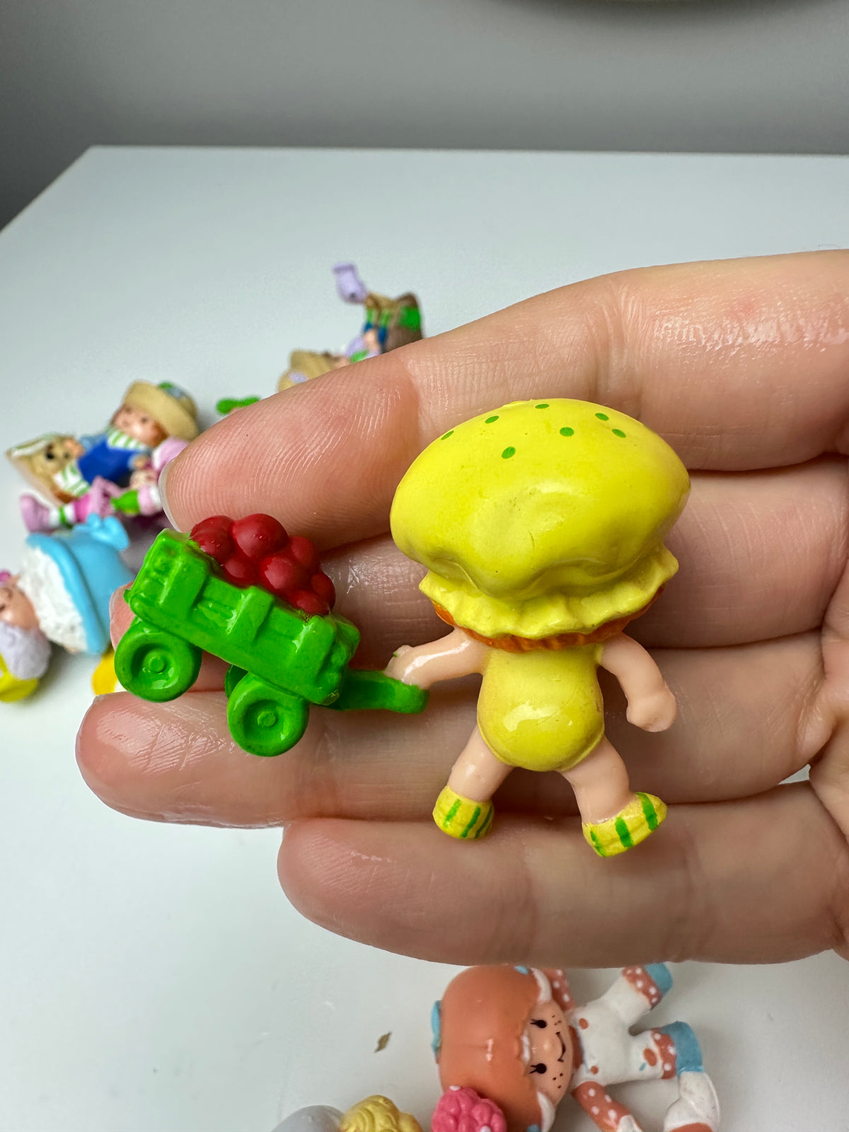 1980s Kenner Strawberry Shortcake Apple Dumplin' on a Sled Miniature PVC