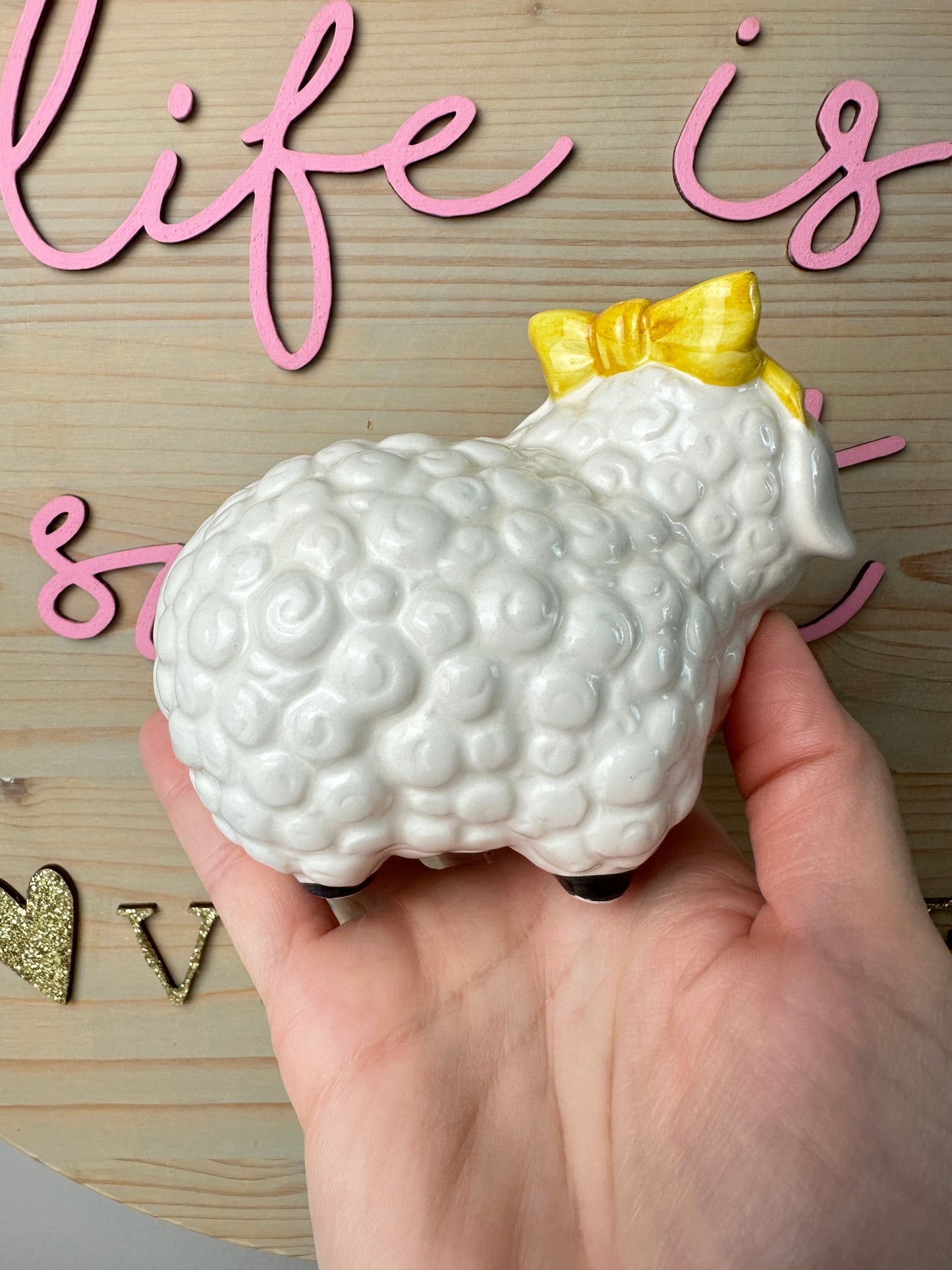 Kitschy Cute Porcelain Lamb [Made in Japan]