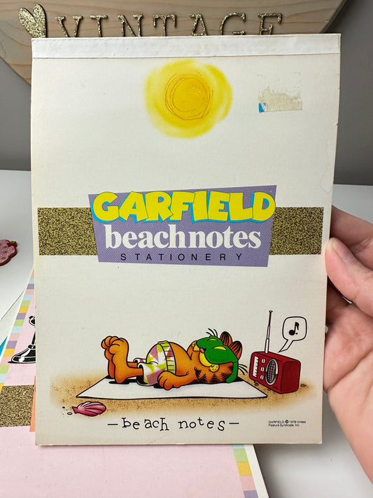 1980s Mead Garfield "Beach Notes" Stationary Notepad 5" x 7"