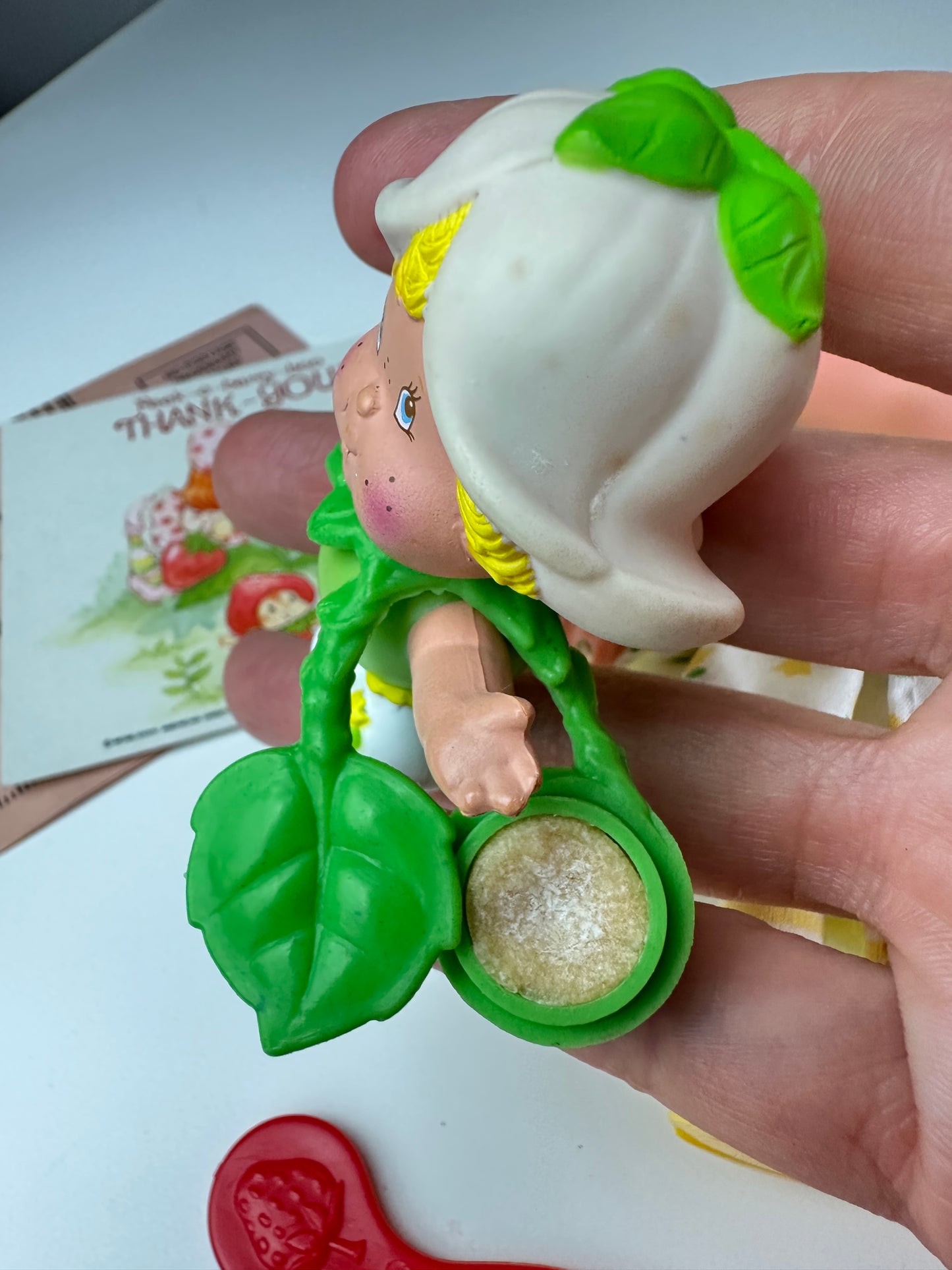 1985 Kenner Strawberry Shortcake Mint Tulip Berrykin Doll with Mint Berrykin *Berry Vault*