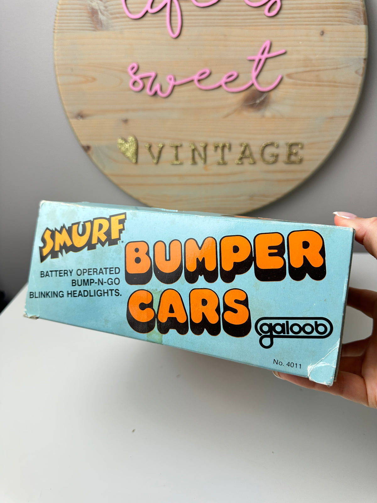 1982 Galoob Peyo Smurfs Bumper Cars Playset in Box
