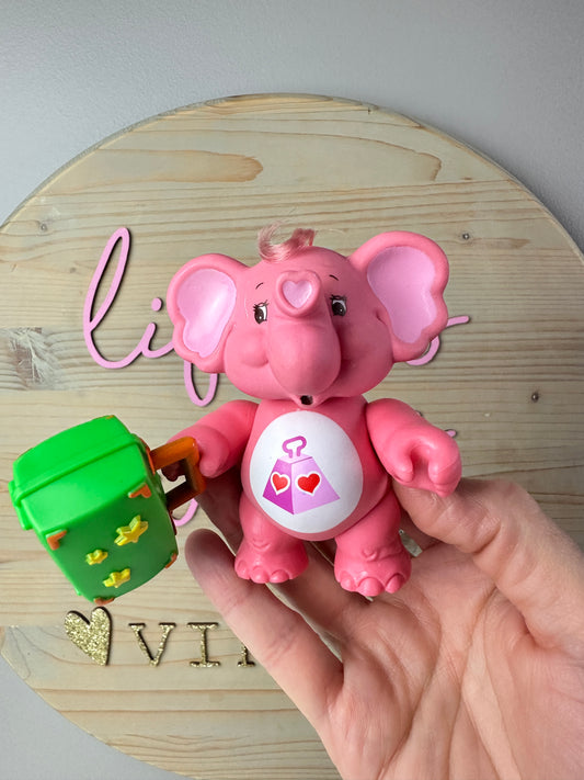 1980s Kenner Care Bear Cousins Lotsaheart Elephant Posesble with Suitcase Accessory