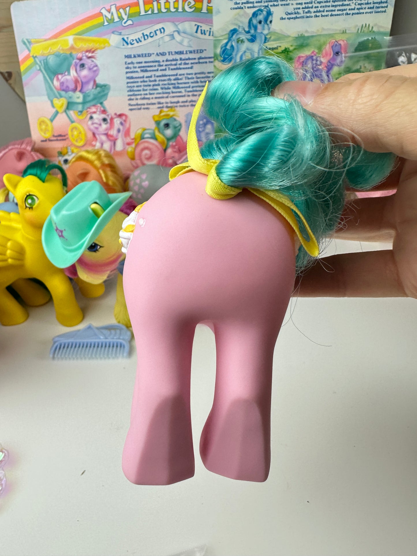 1980s Hasbro My Little Pony Sundae Best Banana Surprise with Ribbon + Clip