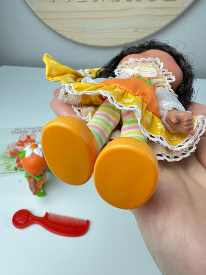1985 Kenner Strawberry Shortcake Orange Blossom Berrykin Doll with Orange Berrykin *Berry Vault*