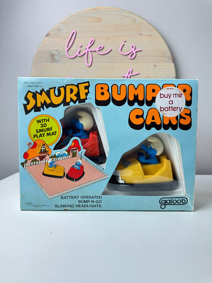 1982 Galoob Peyo Smurfs Bumper Cars Playset in Box