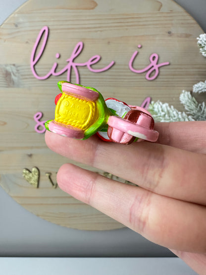 1984 Kenner Strawberry Shortcake with Custard on the Berry Cycle Mini PVC Figure *Berry Vault*