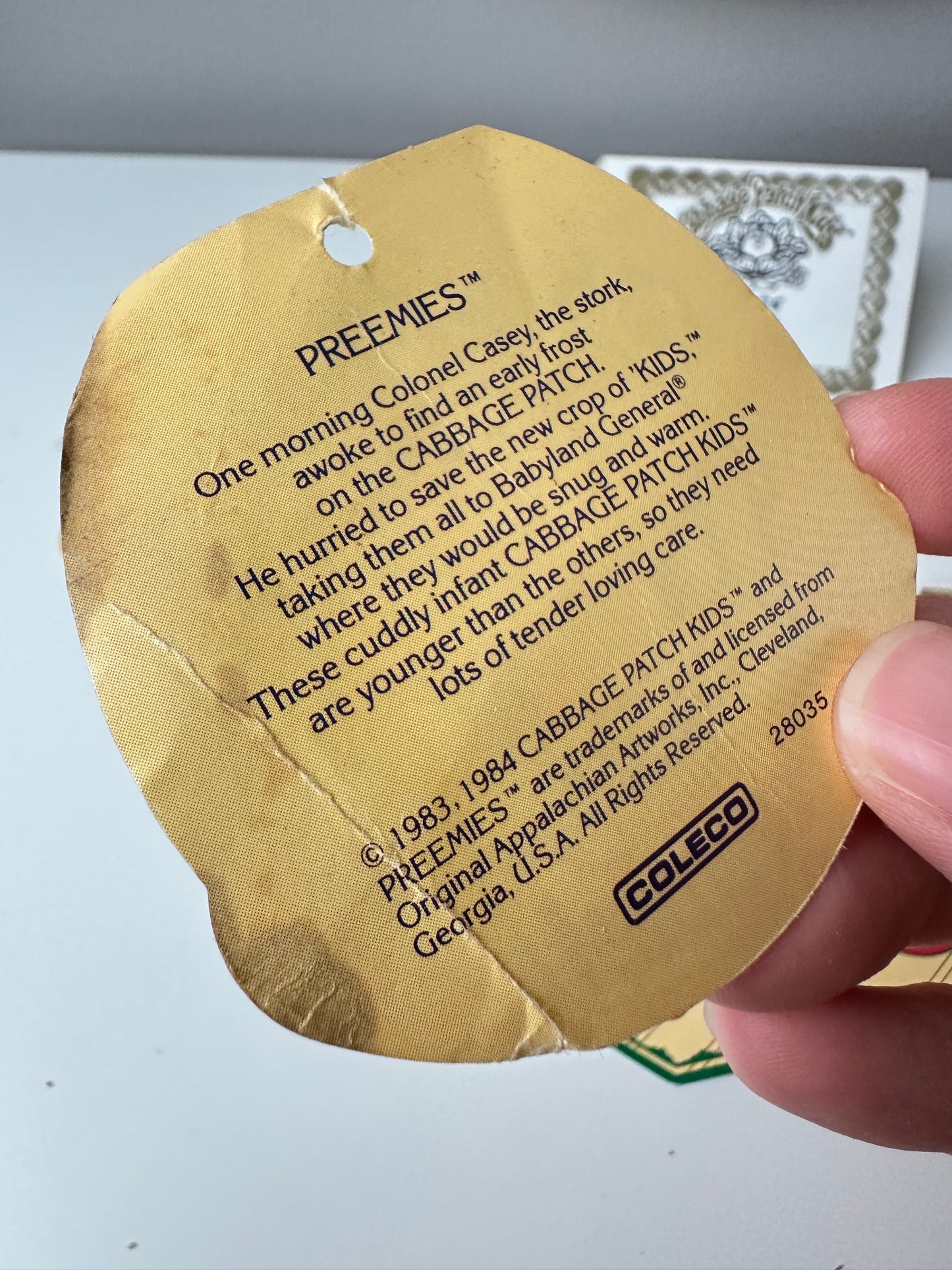1980s Coleco Cabbage Patch Kid Hang Tags [Sold Separately]