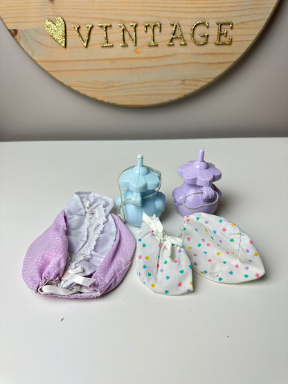 1980s Kenner Care Bears Cub Accessory Lot (Bonnet, Booties, Bottles)