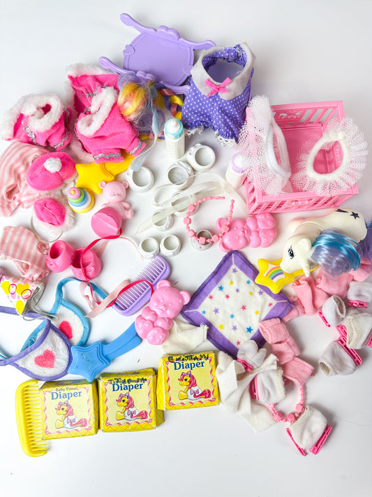 1980s Hasbro My Little Pony G1 Accessories Lot with Baby Glory
