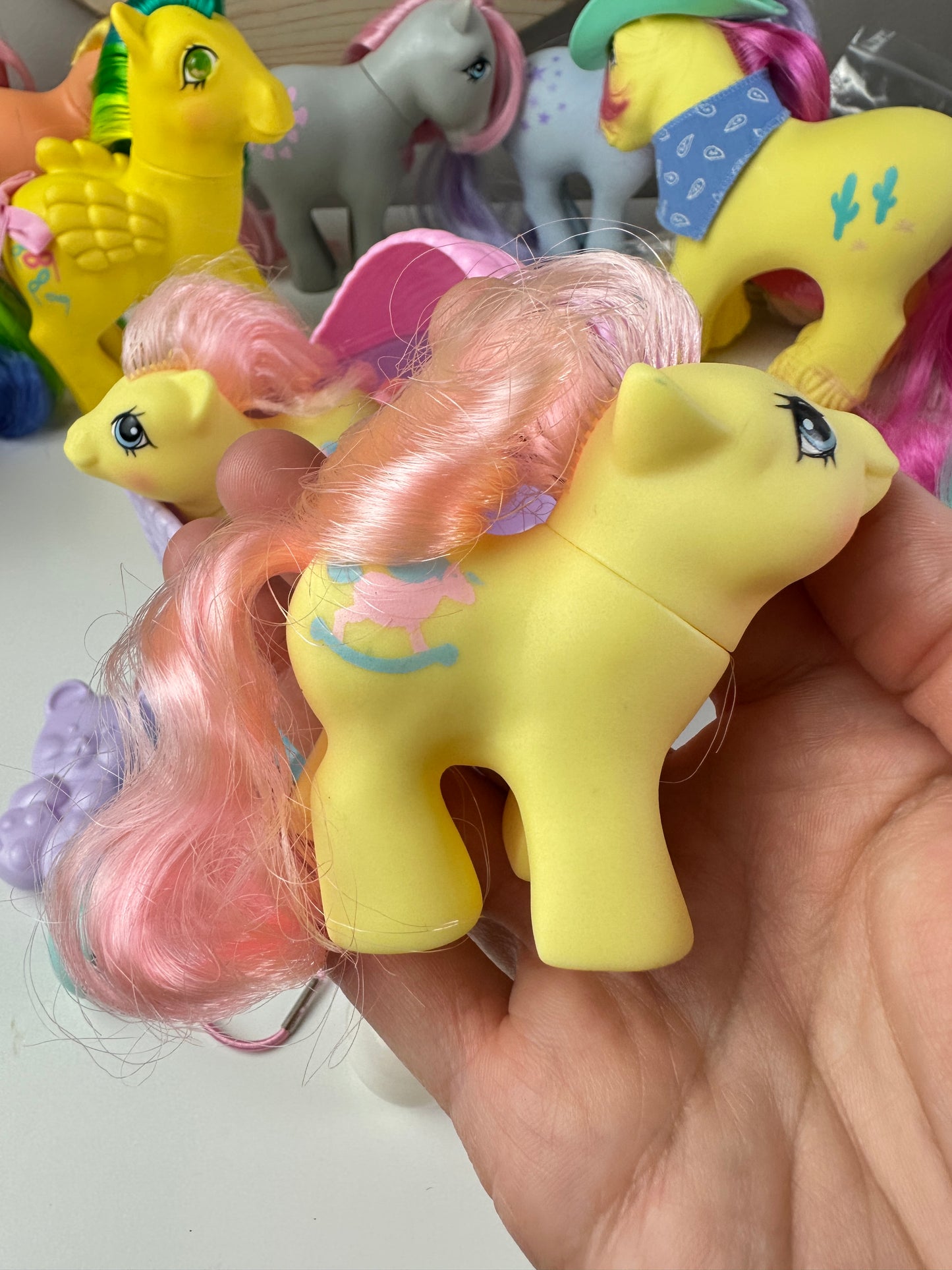 1980s Hasbro My Little Pony Milkweed & Tumbleweed Newborn Twins with Accessories