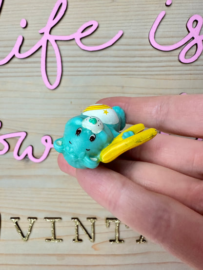 1980s Kenner Care Bear Mini Miniature PVC Figure Wish Bear with Wishbone
